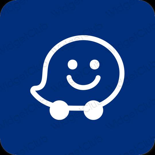 Estetsko modra Waze ikone aplikacij