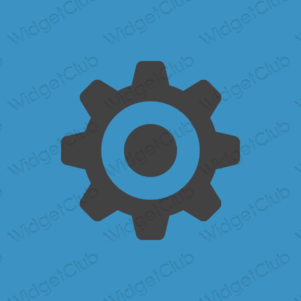 Estetis biru Settings ikon aplikasi