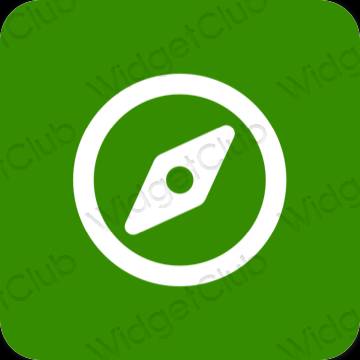 Estetické zelená Safari ikony aplikácií