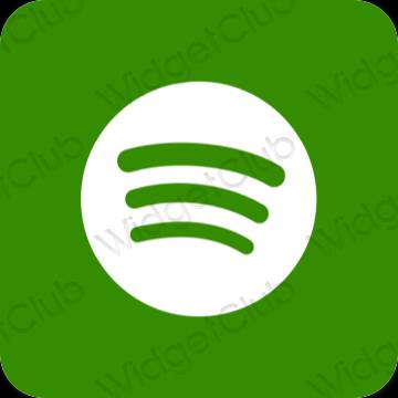 Estetik Yeşil Spotify uygulama simgeleri