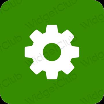Estético verde Settings ícones de aplicativos