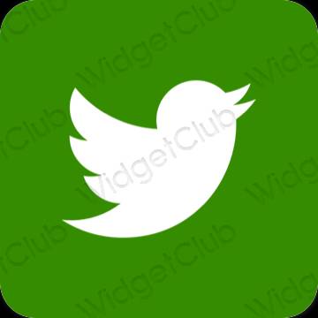 Esteettinen vihreä Twitter sovelluskuvakkeet