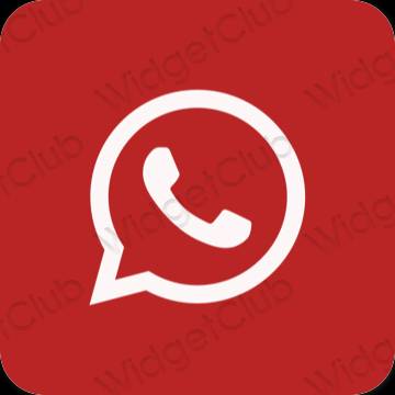 Esthétique rouge WhatsApp icônes d'application