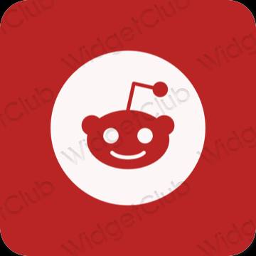 Esthétique rouge Reddit icônes d'application