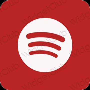 Esteettinen punainen Spotify sovelluskuvakkeet