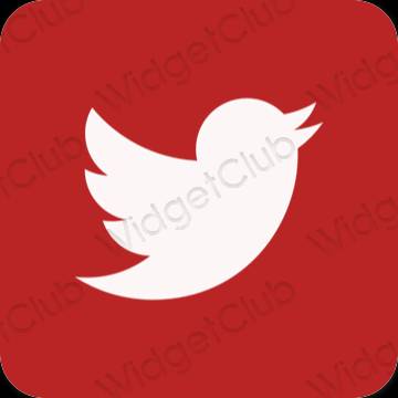 Estetic roșu Twitter pictogramele aplicației