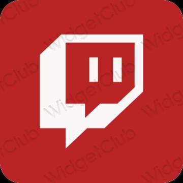 Estetik merah Twitch ikon aplikasi