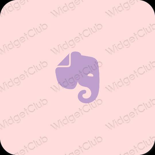 Estetsko pastelno roza Evernote ikone aplikacij
