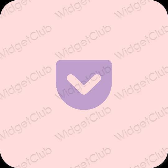 Estetis merah muda pastel Pocket ikon aplikasi