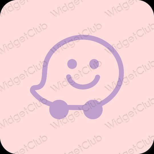 Estético rosa Waze ícones de aplicativos