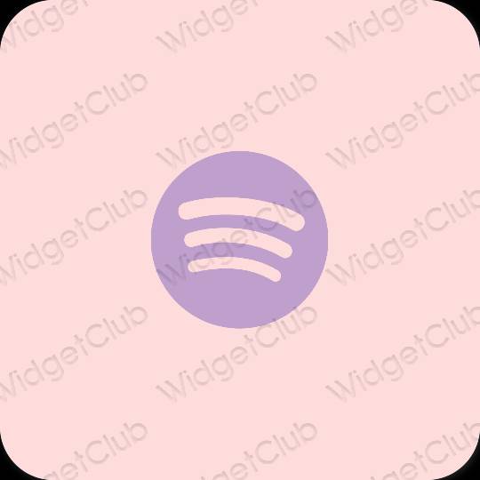Estetsko pastelno roza Spotify ikone aplikacij