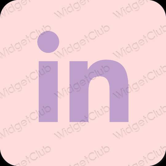 Estetik merah jambu pastel Linkedin ikon aplikasi