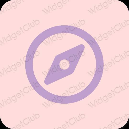 Estetické pastelovo ružová Safari ikony aplikácií