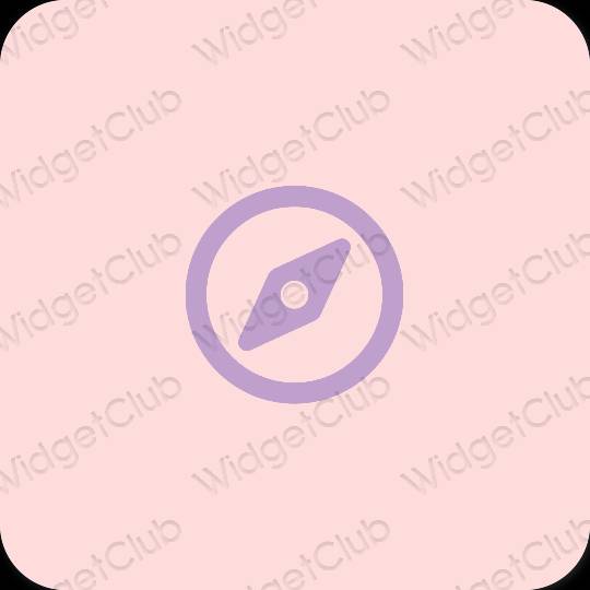 Estetsko pastelno roza Safari ikone aplikacij