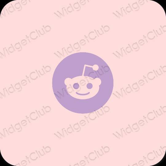 Estetis merah muda pastel Reddit ikon aplikasi