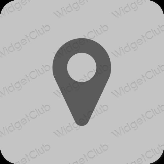 Estético cinzento Map ícones de aplicativos