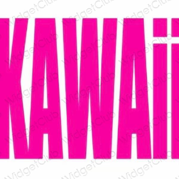 Aesthetic neon pink LINE app icons