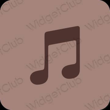Estetický hnědý Apple Music ikony aplikací