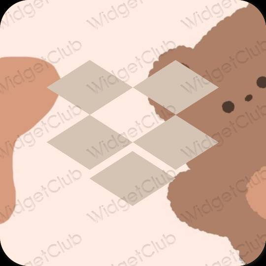 Esthétique beige Dropbox icônes d'application