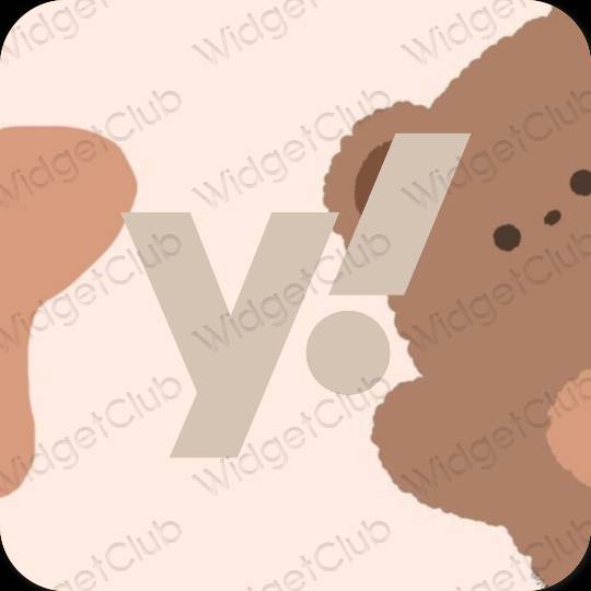 Estetický béžový Yahoo! ikony aplikací