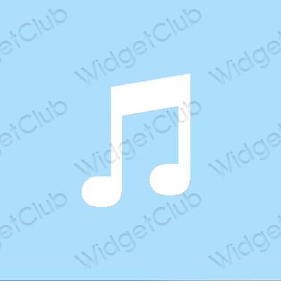 Estetski pastelno plava Music ikone aplikacija