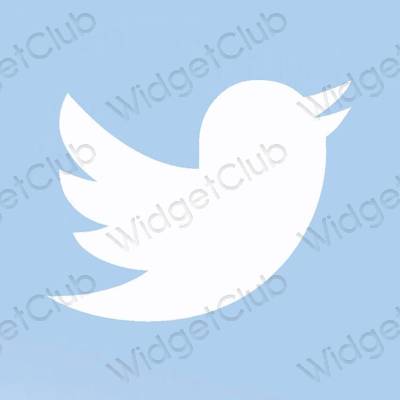 Estetic albastru pastel Twitter pictogramele aplicației