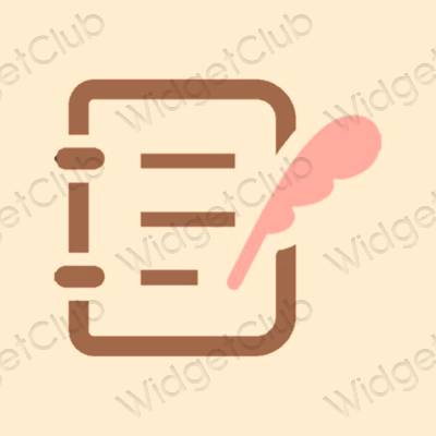 Esthétique beige Notes icônes d'application