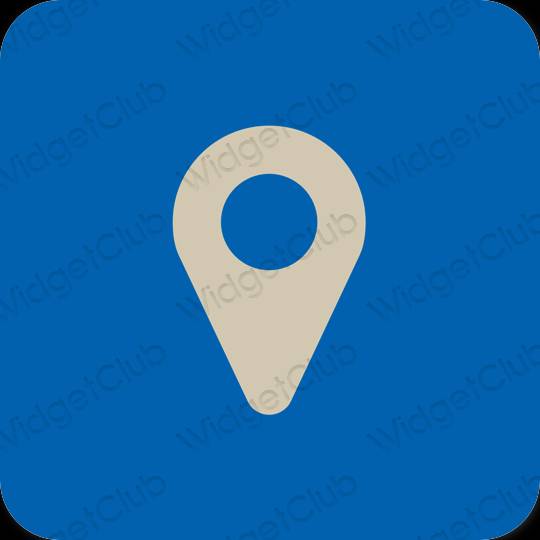 Estético azul Google Map ícones de aplicativos