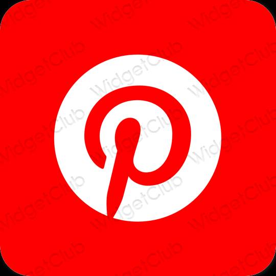 Estetsko rdeča Pinterest ikone aplikacij