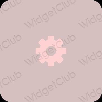 Aesthetic pastel pink Settings app icons