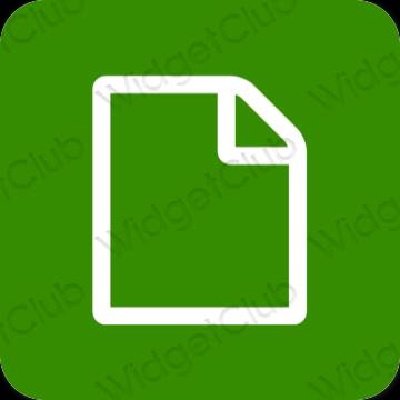 Estético verde Notes ícones de aplicativos