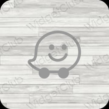 審美的 灰色的 Waze 應用程序圖標