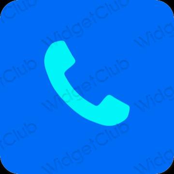 Aesthetic neon blue Phone app icons