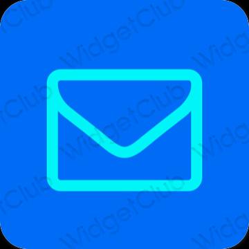 Esztétika neon kék Mail alkalmazás ikonok