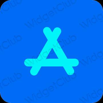 Estetik neon mavi AppStore proqram nişanları