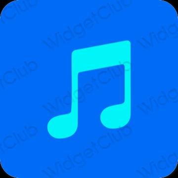 Esztétika kék Apple Music alkalmazás ikonok
