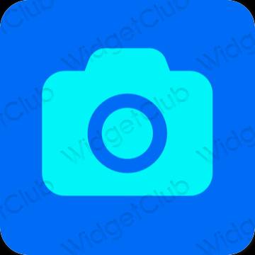 Estético azul neón Camera iconos de aplicaciones