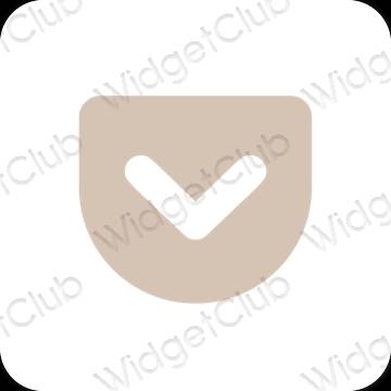 Estético beige Pocket iconos de aplicaciones