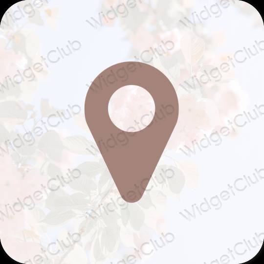 Естетски браон Map иконе апликација