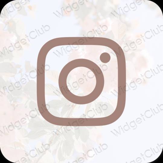 زیبایی شناسی رنگ قهوه ای Instagram آیکون های برنامه