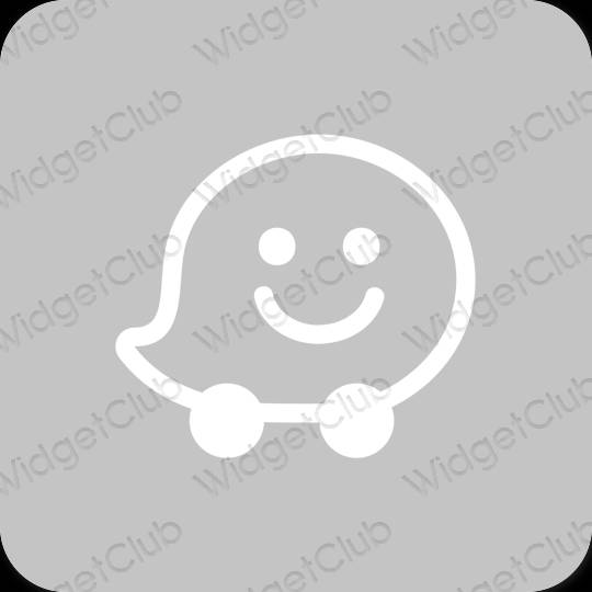 Estetický šedá Waze ikony aplikací