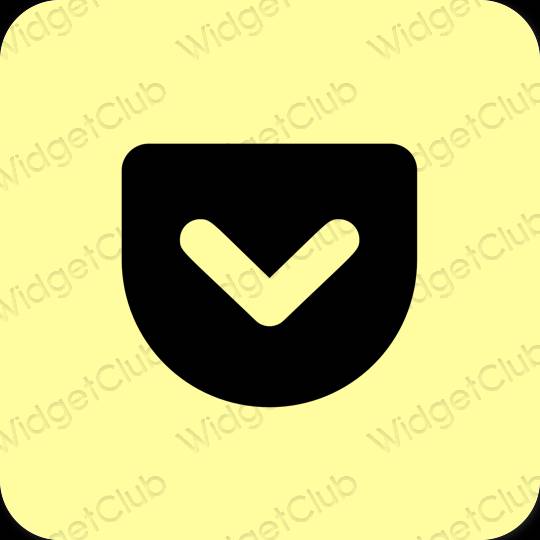 미적인 노란색 Pocket 앱 아이콘