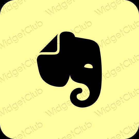 Aesthetic yellow Evernote app icons
