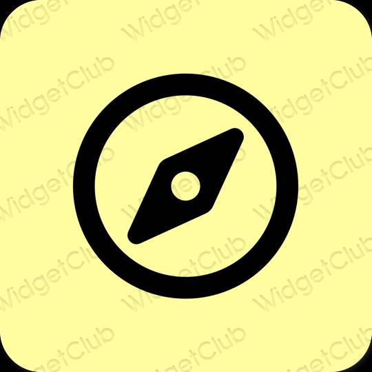 Estetski žuta boja Safari ikone aplikacija
