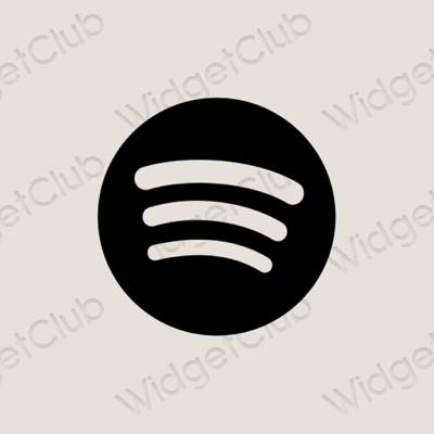 Estetinis smėlio spalvos Spotify programėlių piktogramos