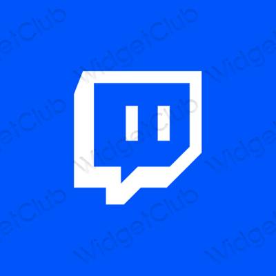 青 Twitch おしゃれアイコン画像素材