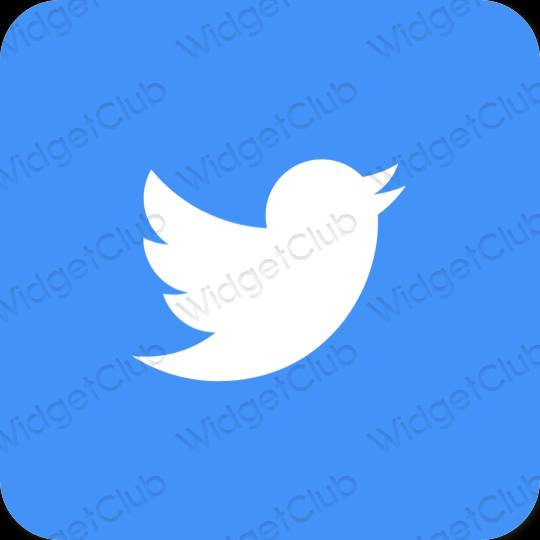 Estetisk neonblå Twitter app ikoner