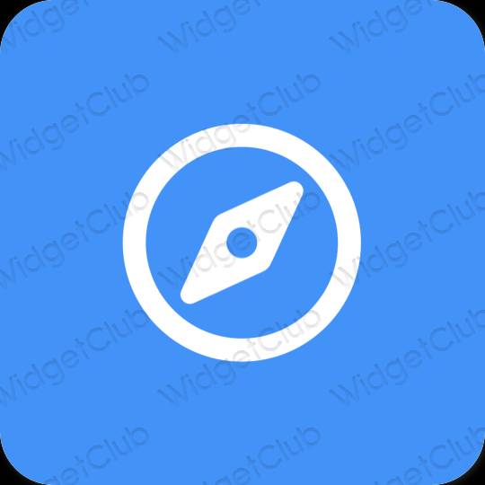 Estetické neónová modrá Safari ikony aplikácií