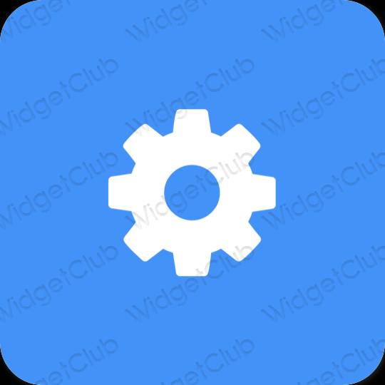 Estetisk neonblå Settings app ikoner