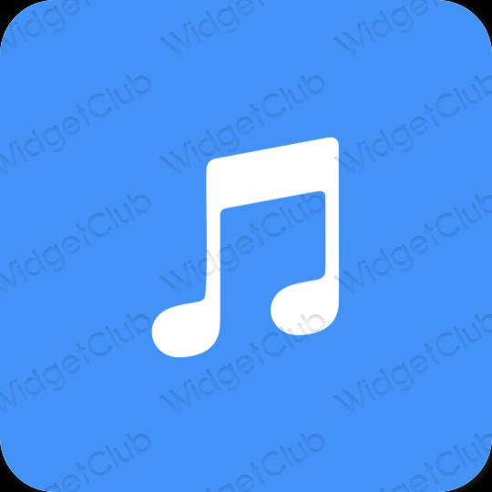 Estetické neónová modrá Apple Music ikony aplikácií